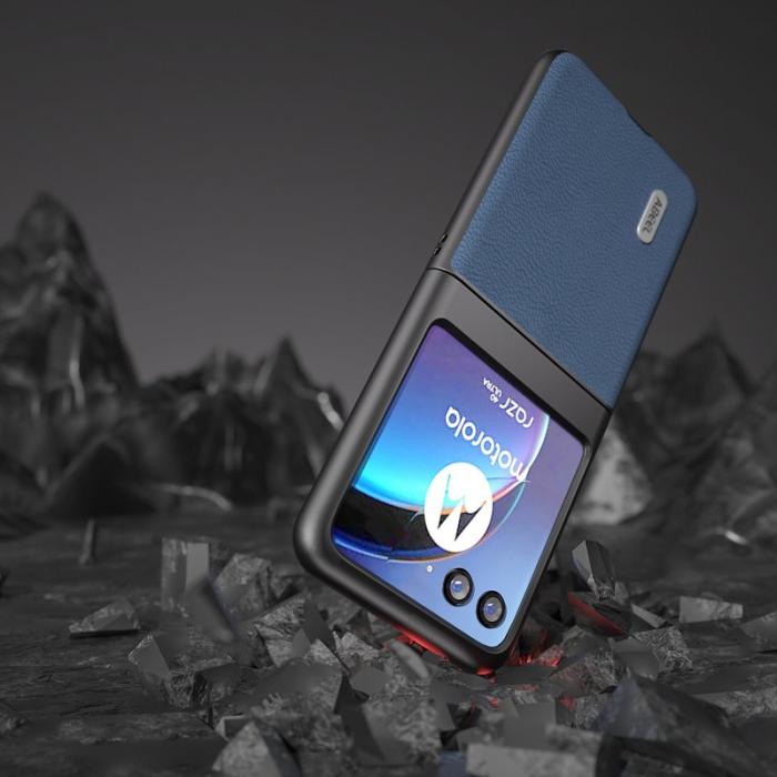 ABEEL - ABEEL Motorola Razr 40 Ultra 5G Skal Litchi Textur Blå