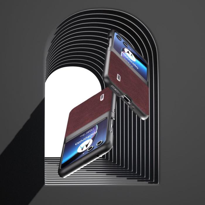 ABEEL - ABEEL Motorola Razr 40 Ultra 5G Skal PU Läder Litchi Purplish Red