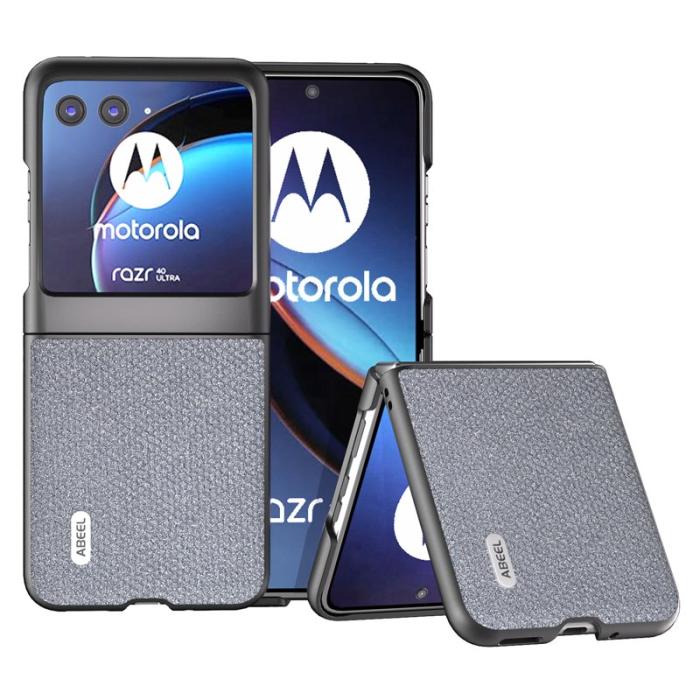 ABEEL - ABEEL Motorola Razr 40 Ultra 5G Skal PU Läder + PC Grå