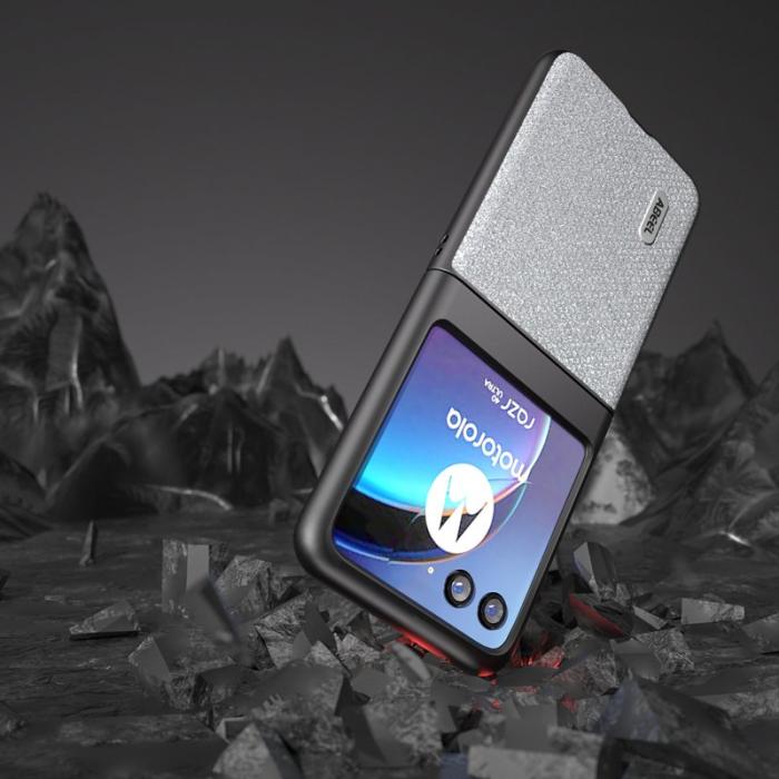 ABEEL - ABEEL Motorola Razr 40 Ultra 5G Skal PU Läder + PC Silver
