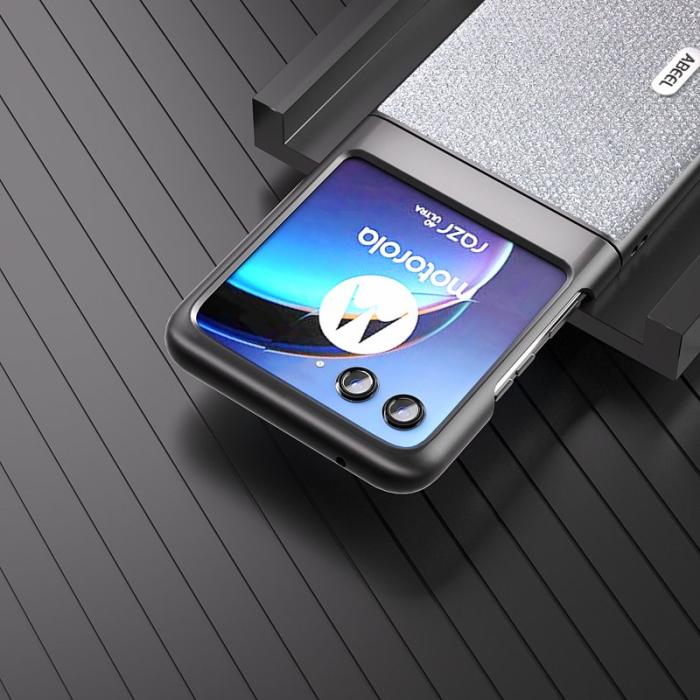 ABEEL - ABEEL Motorola Razr 40 Ultra 5G Skal PU Läder + PC Silver