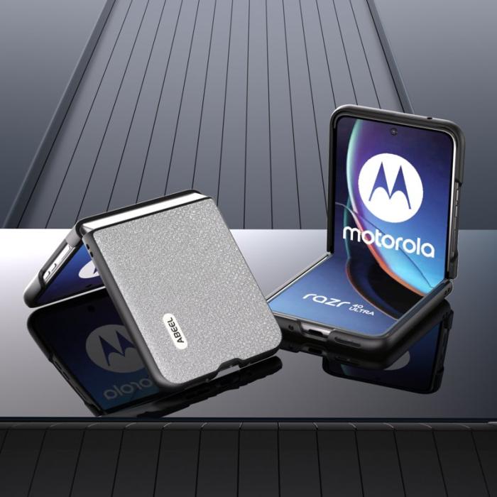 ABEEL - ABEEL Motorola Razr 40 Ultra 5G Skal PU Läder + PC Silver