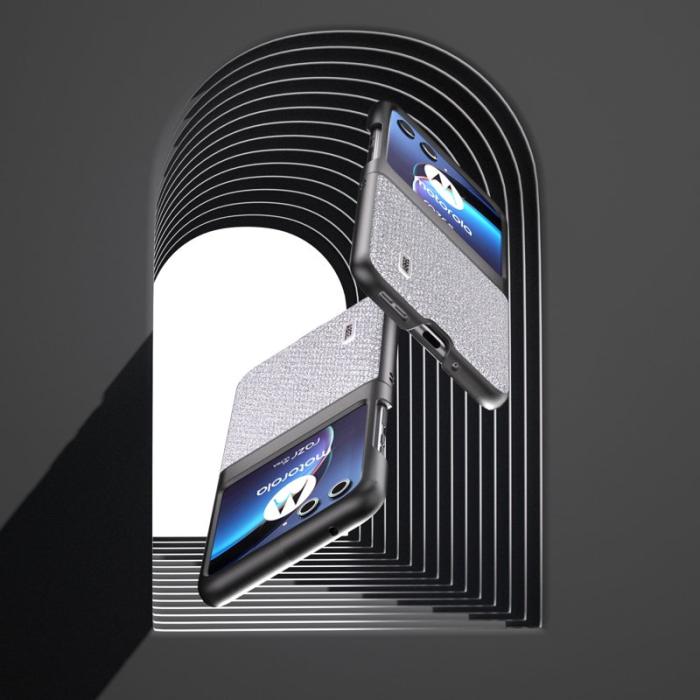 ABEEL - ABEEL Motorola Razr 40 Ultra 5G Skal PU Läder + PC Silver