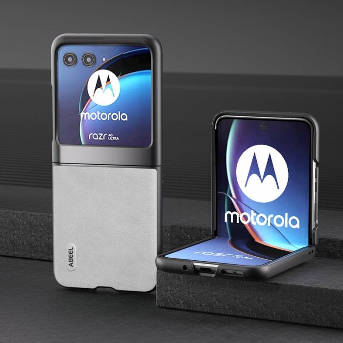 ABEEL - ABEEL Motorola Razr 40 Ultra 5G Skal PU Läder Vit