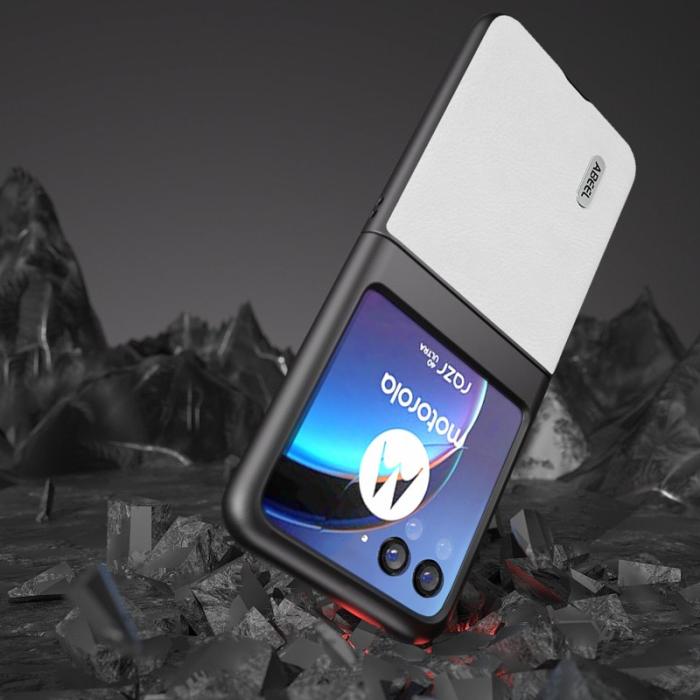 ABEEL - ABEEL Motorola Razr 40 Ultra 5G Skal PU Läder Vit