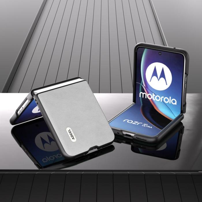 ABEEL - ABEEL Motorola Razr 40 Ultra 5G Skal PU Läder Vit