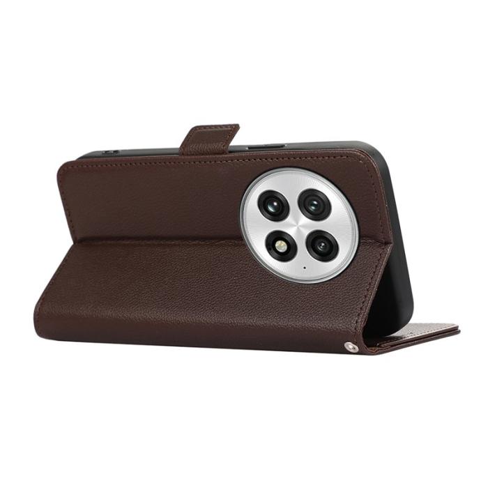 ABEEL - ABEEL OnePlus 13 Skal Litchi Textur Läder RFID Blocker Brun