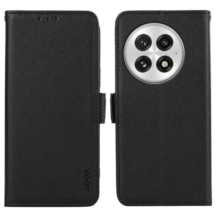 ABEEL - ABEEL OnePlus 13 Skal Litchi Textur Läder RFID Blocker Svart