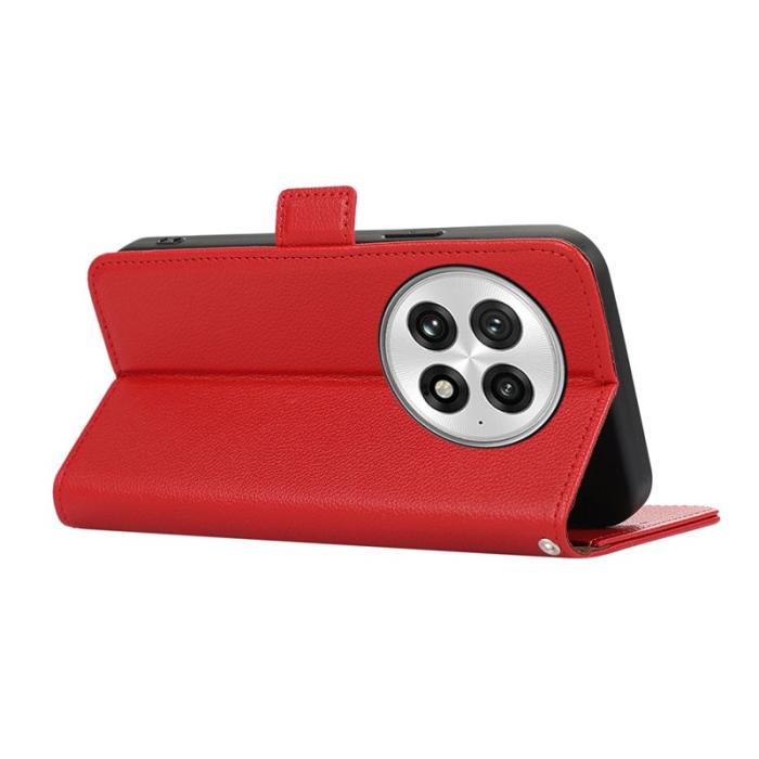 ABEEL - ABEEL OnePlus 13 Skal Litchi Textur Läder RFID Blockering Röd