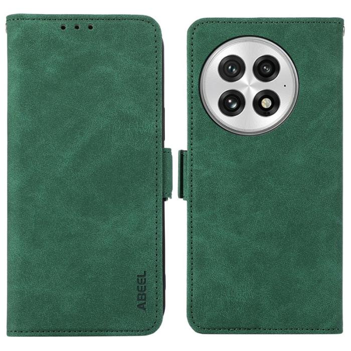 ABEEL - ABEEL OnePlus 13 Skal PU Läder Folio Ställ Green