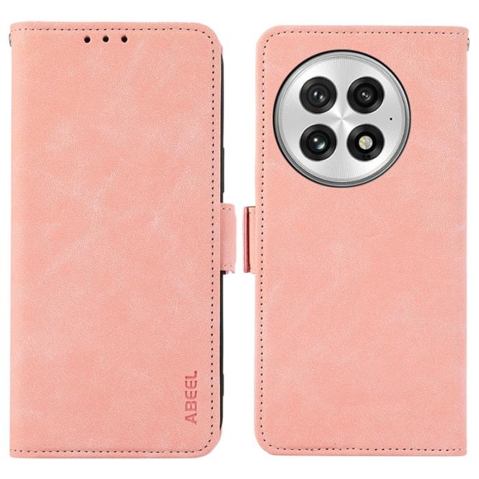 ABEEL - ABEEL OnePlus 13 Skal PU Läder Folio Ställ Pink