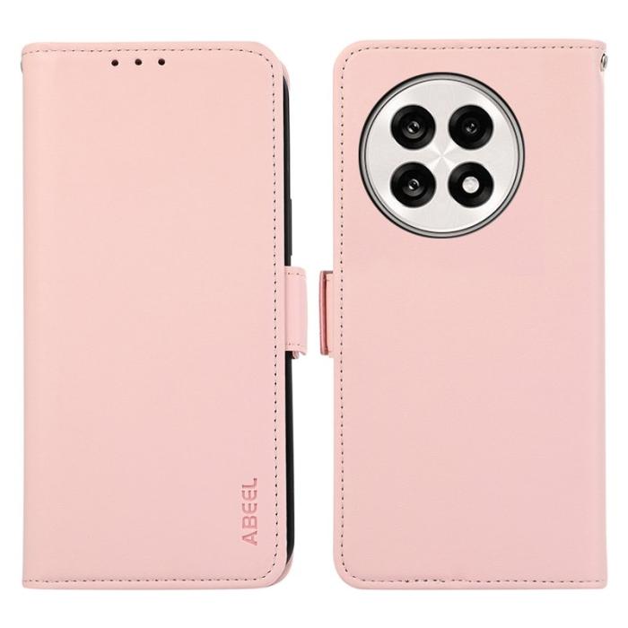 ABEEL - ABEEL OnePlus 13R 5G Fodral Läder med RFID Skydd - Rosa