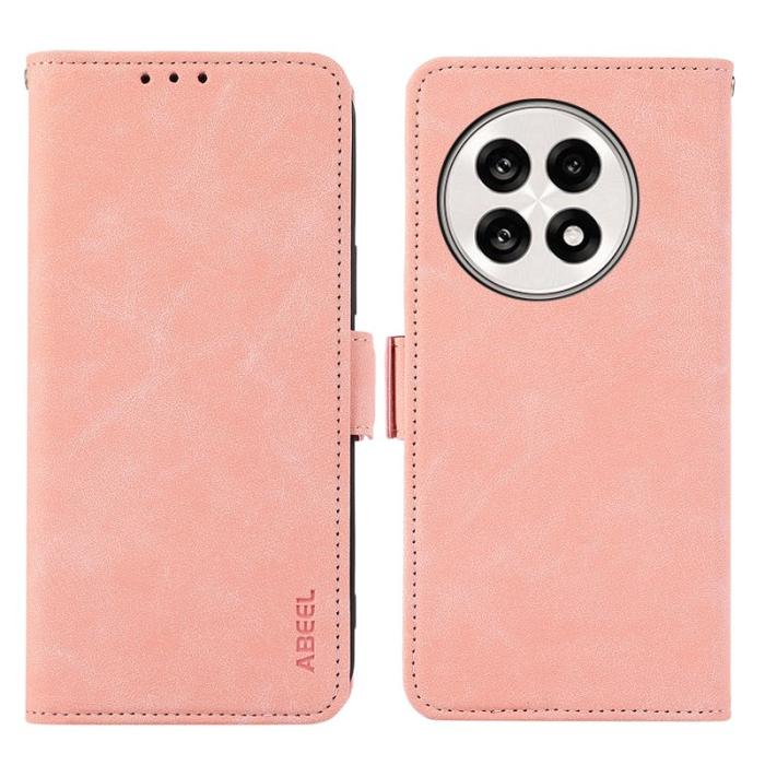 ABEEL - ABEEL OnePlus 13R 5G Fodral PU Läder Folio Ställ Pink