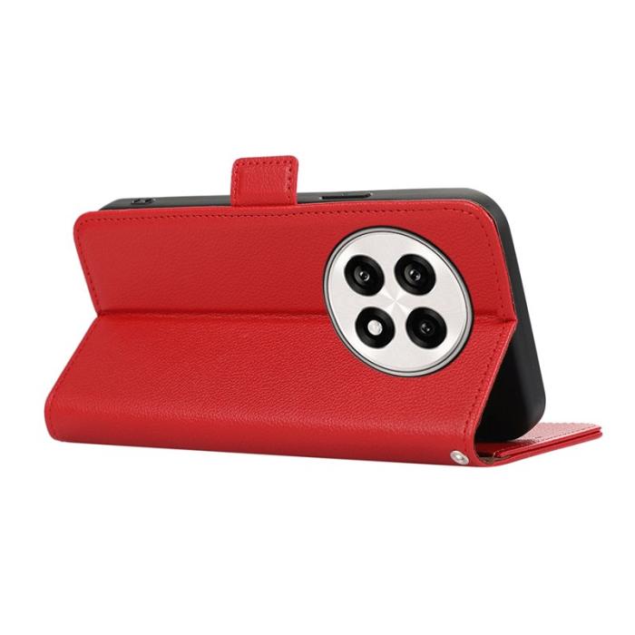 ABEEL - ABEEL OnePlus 13R 5G Skal Litchi Textur Läder RFID Röd