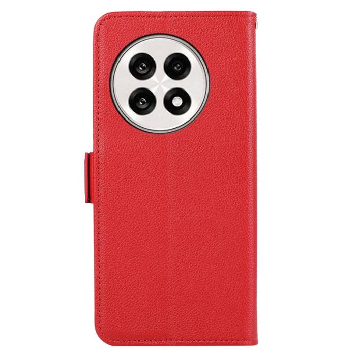 ABEEL - ABEEL OnePlus 13R 5G Skal Litchi Textur Läder RFID Röd