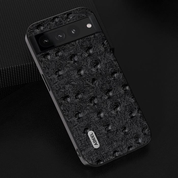 ABEEL - ABEEL Phone Case Google Pixel 8 Pro Fodral Ostrich Läder Svart