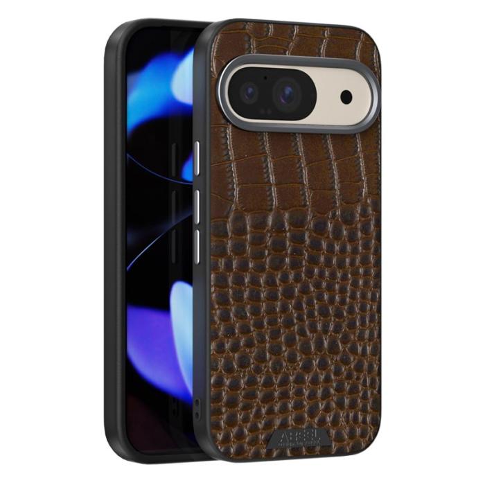ABEEL - ABEEL Pixel 9 Pro Skal MagSafe Krokodiltextur Kaffe