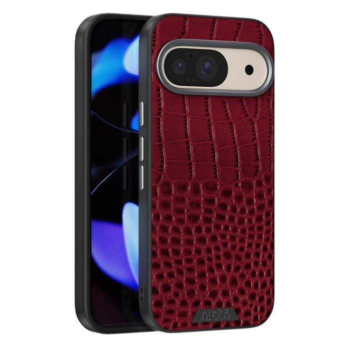 ABEEL - ABEEL Pixel 9 Pro Skal MagSafe Röd Crocodile Textur