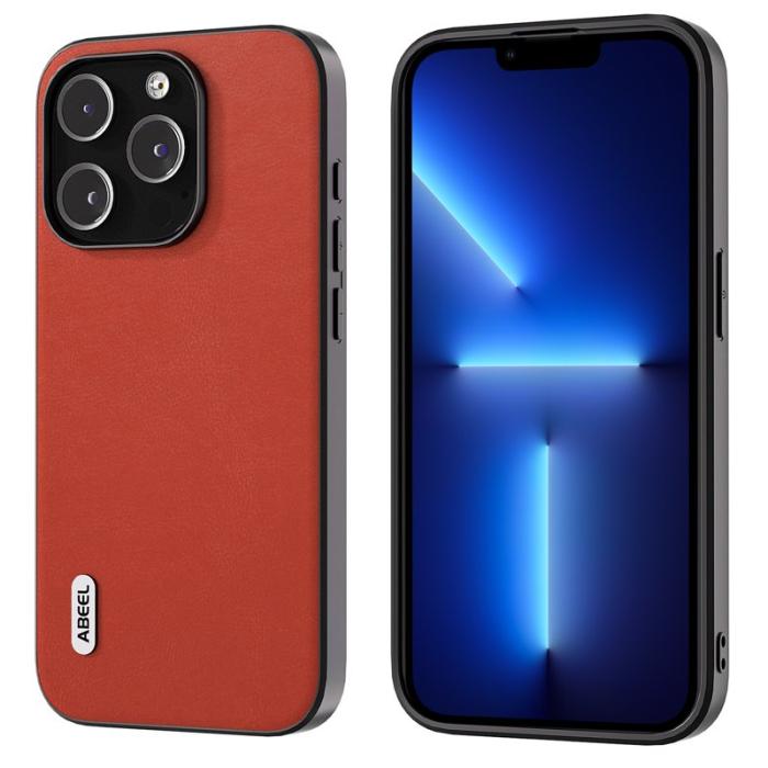 ABEEL - ABEEL Protective Case iPhone 13 Pro Max 6.7 tum Röd PU-Läder