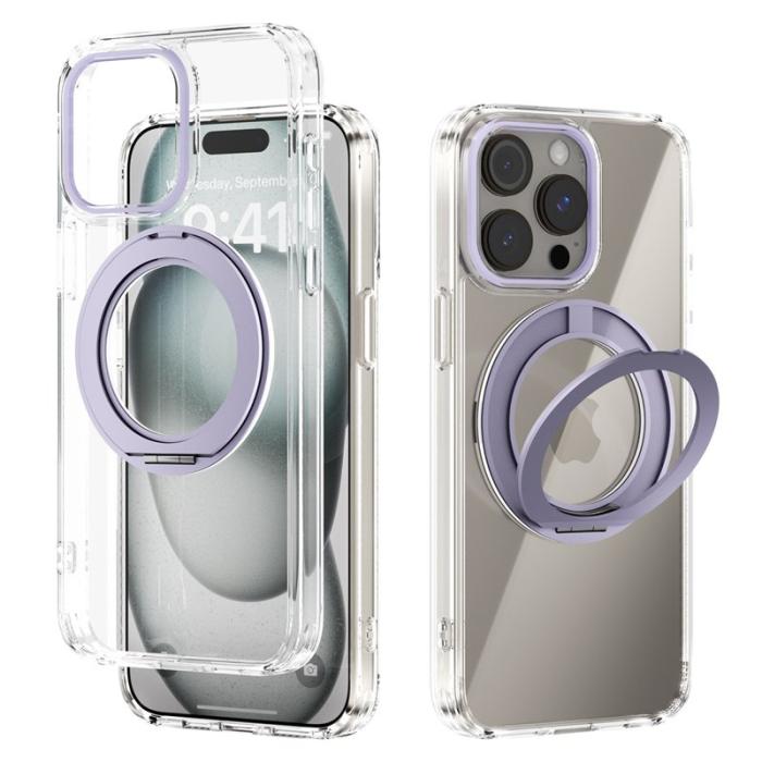 ABEEL - ABEEL Q-LUCK iPhone 13 Pro Skal Shockproof Rotating Kickstand Lila