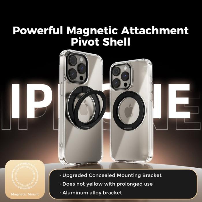 ABEEL - ABEEL Q-LUCK iPhone 14 Pro Skal Shockproof med Kickstand - Svart