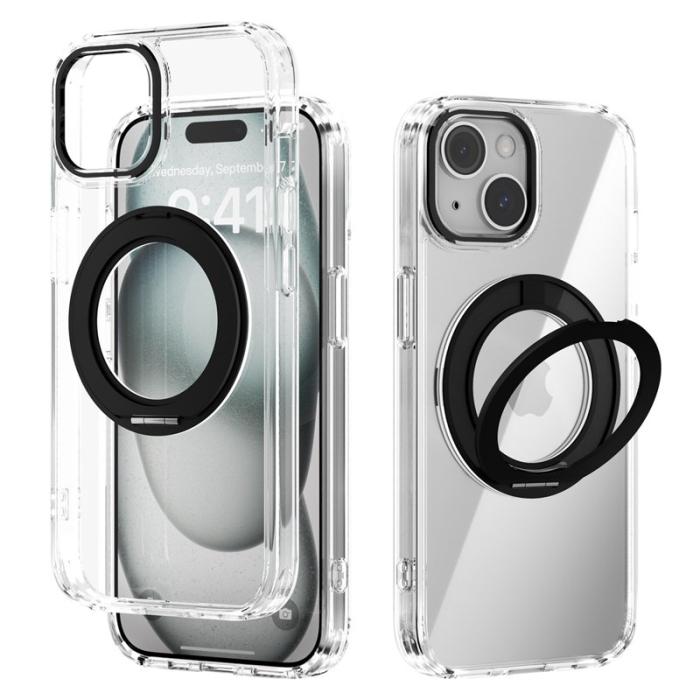 ABEEL - ABEEL Q-LUCK iPhone 14 Skal Med Rotera Kickstand Shockproof Svart