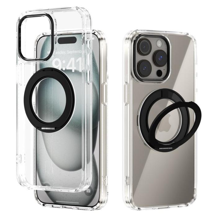 ABEEL - ABEEL Q-LUCK iPhone 15 Pro Max Skal Shockproof Med Kickstand - Svart