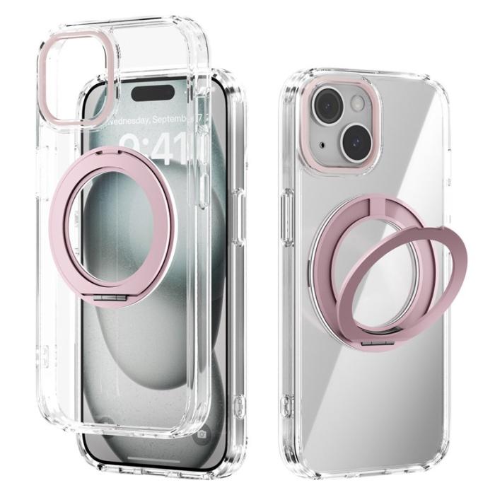 ABEEL - ABEEL Q-LUCK iPhone 15 Skal med Kickstand Shockproof - Rosa