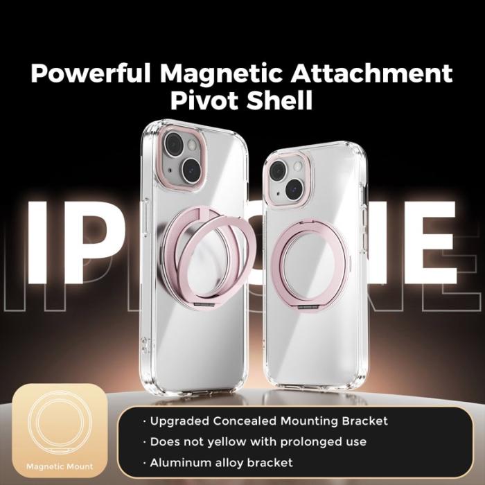 ABEEL - ABEEL Q-LUCK iPhone 15 Skal med Kickstand Shockproof - Rosa