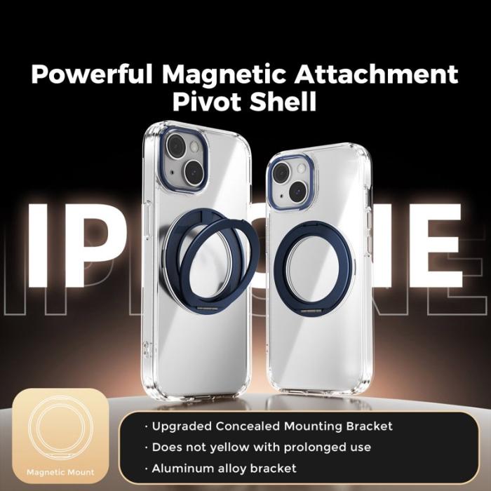 ABEEL - ABEEL Q-LUCK iPhone 15 Skal Shockproof med Rotating Kickstand - Mörkblå