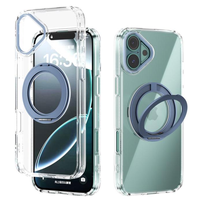 ABEEL - ABEEL Q-LUCK iPhone 16 Plus Skal Magnetiskt Ställ Stöttålig Baby Blue