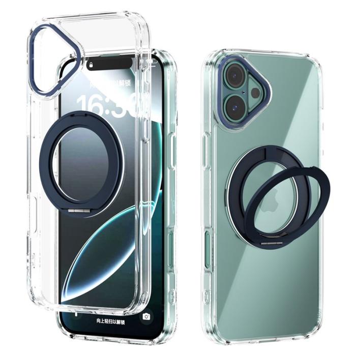 ABEEL - ABEEL Q-LUCK iPhone 16 Plus Skal med Ställ Dark Blue