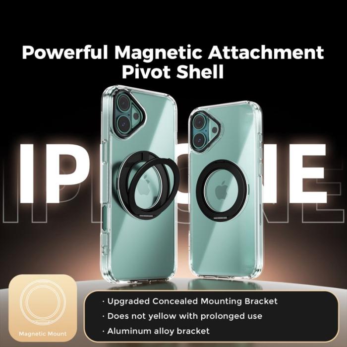 ABEEL - ABEEL Q-LUCK iPhone 16 Plus Skal Shockproof Med Kickstand - Svart