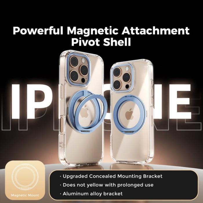 ABEEL - ABEEL Q-LUCK iPhone 16 Pro Skal Magnetiskt Kickstand Baby Blue