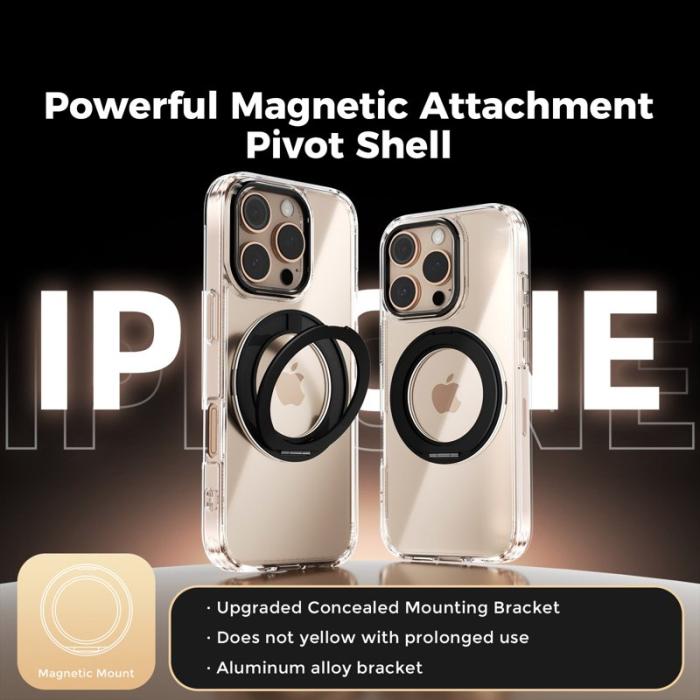 ABEEL - ABEEL Q-LUCK iPhone 16 Pro Skal Shockproof Med Kickstand Svart