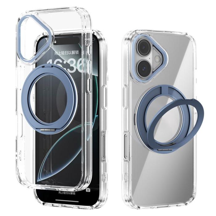 ABEEL - ABEEL Q-LUCK iPhone 16 Skal med Rotera Kickstand - Baby Blue