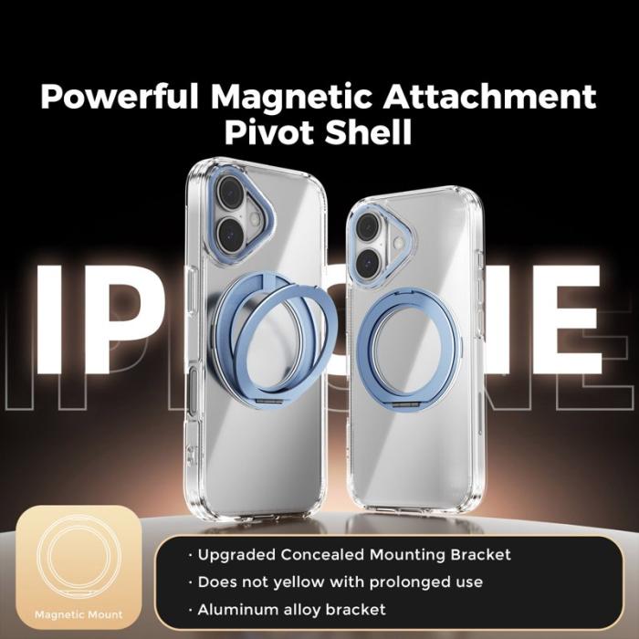 ABEEL - ABEEL Q-LUCK iPhone 16 Skal med Rotera Kickstand - Baby Blue