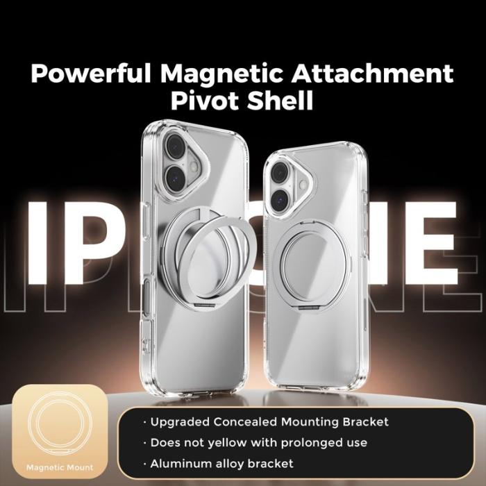 ABEEL - ABEEL Q-LUCK iPhone 16 Skal med Rotera Kickstand Silver