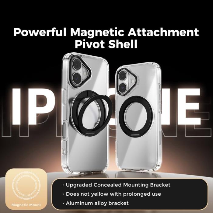 ABEEL - ABEEL Q-LUCK iPhone 16 Skal med Rotera Kickstand - Svart