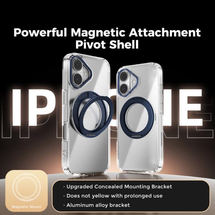 ABEEL - ABEEL Q-LUCK iPhone 16 Skal Shockproof med Kickstand - Mörkblå