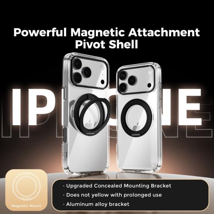 ABEEL - ABEEL Q-LUCK iPhone 17 Pro Max Fodral Magnetiskt Ställ Svart