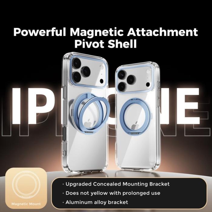 ABEEL - ABEEL Q-LUCK iPhone 17 Pro Max Skal Magnetisk Kickstand Baby Blue