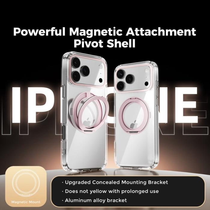 ABEEL - ABEEL Q-LUCK iPhone 17 Pro Max Skal med Ställ Pink