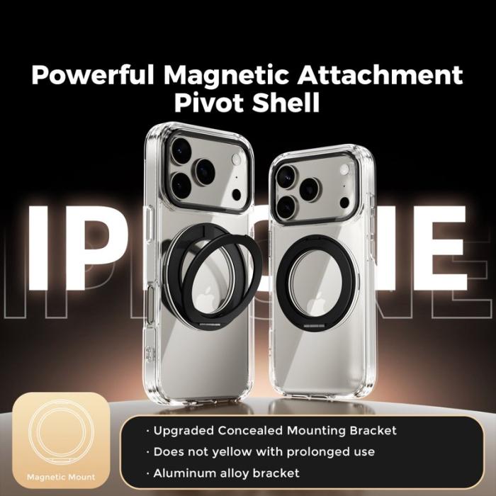 ABEEL - ABEEL Q-LUCK iPhone 17 Pro Skal Shockproof Med Kickstand Svart