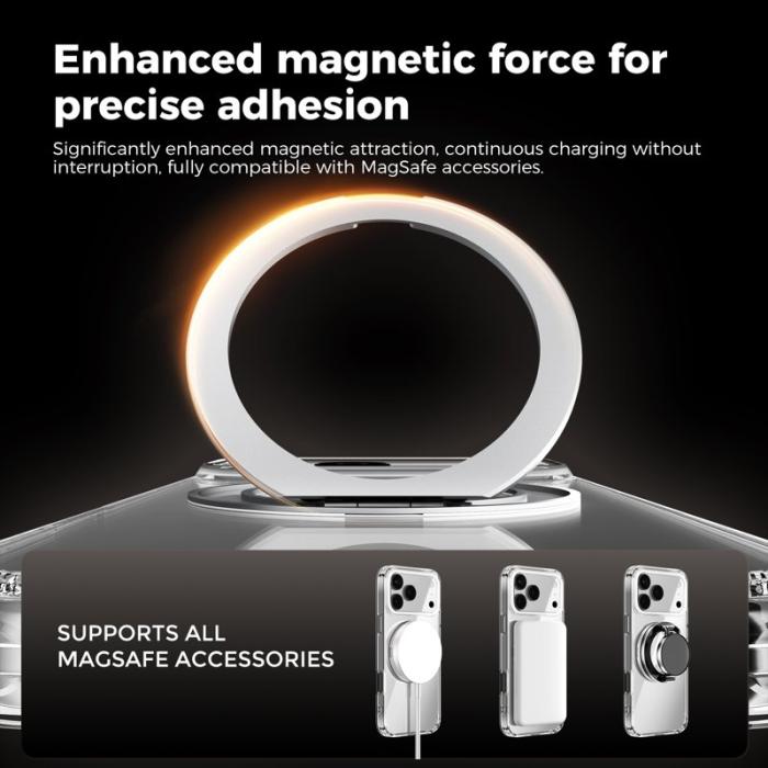 ABEEL - ABEEL Q-LUCK iPhone 17 Pro Skal Shockproof Rotating Kickstand Silver