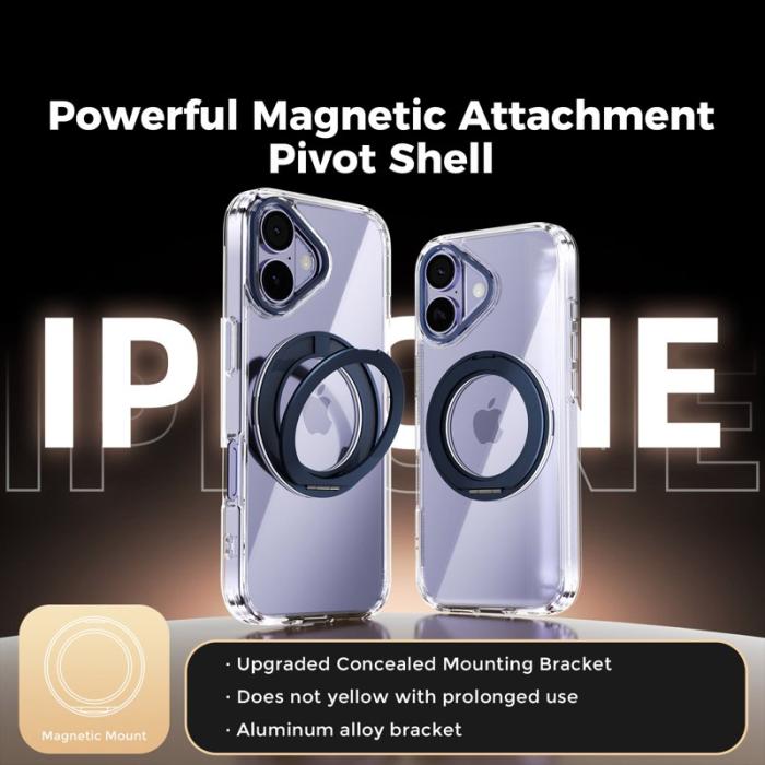 ABEEL - ABEEL Q-LUCK iPhone 17 Skal med Rotera Kickstand Mörkblå