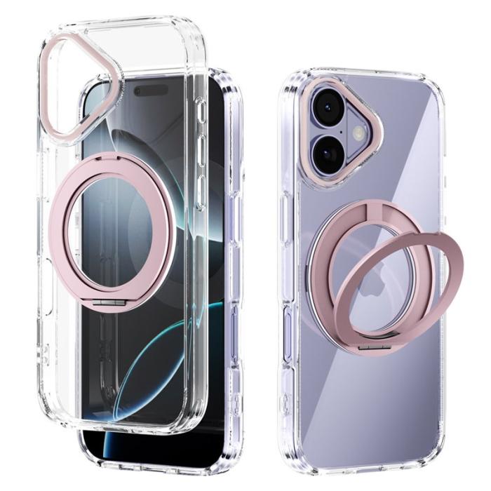 ABEEL - ABEEL Q-LUCK iPhone 17 Skal med Rotera Kickstand - Rosa