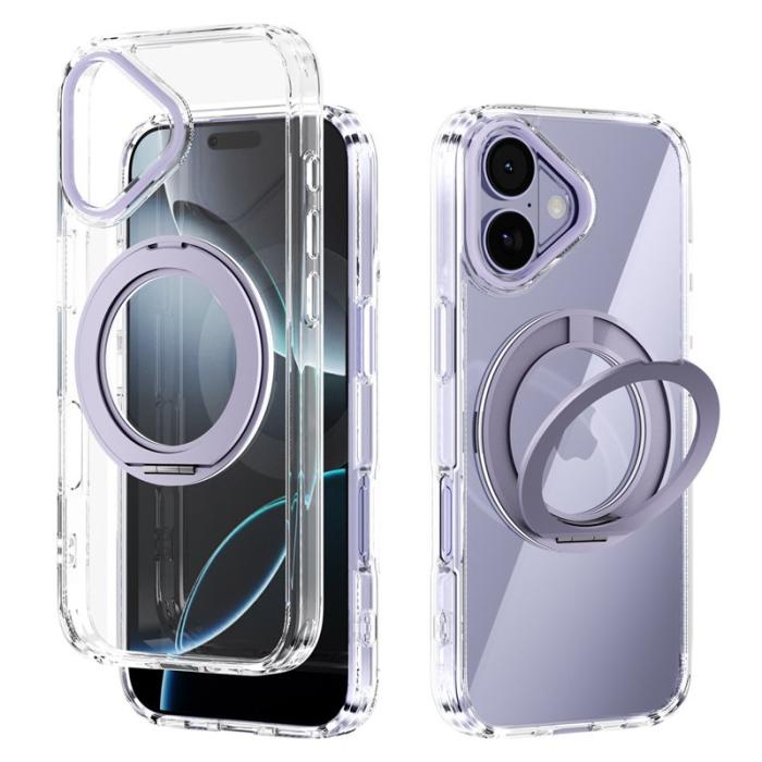ABEEL - ABEEL Q-LUCK iPhone 17 Skal med Rotera Kickstand Shockproof Lila