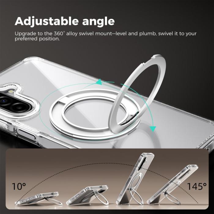 ABEEL - ABEEL Q-LUCK Samsung Galaxy A17 5G Skal Silver Rotating Kickstand