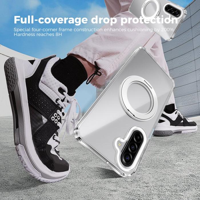 ABEEL - ABEEL Q-LUCK Samsung Galaxy A17 5G Skal Silver Rotating Kickstand